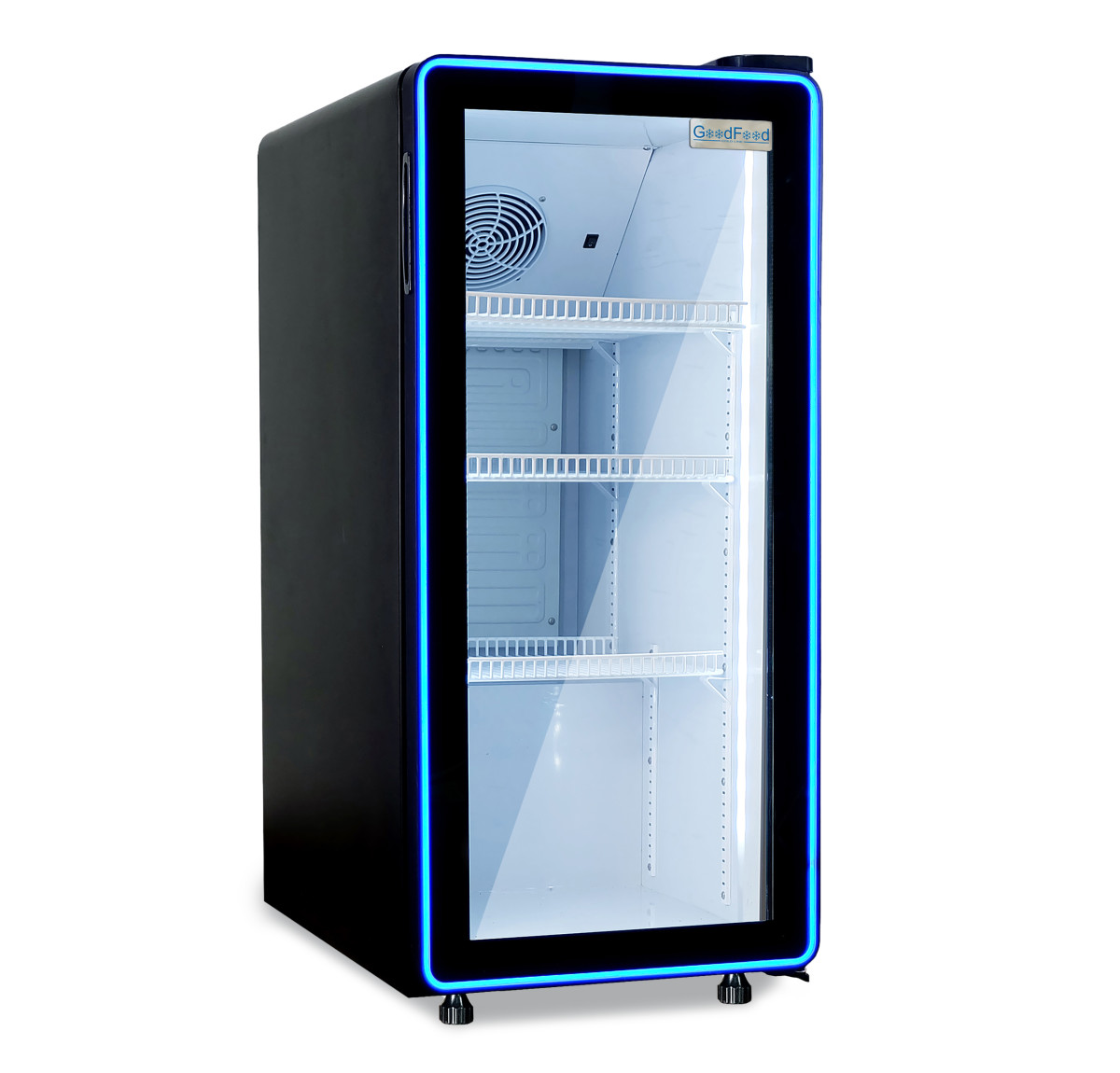 Шафа холодильна для напоїв GoodFood BC170NBW2LEDBLUE чорна-біла