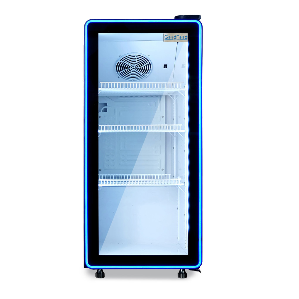 Шафа холодильна для напоїв GoodFood BC170NBW2LEDBLUE чорна-біла