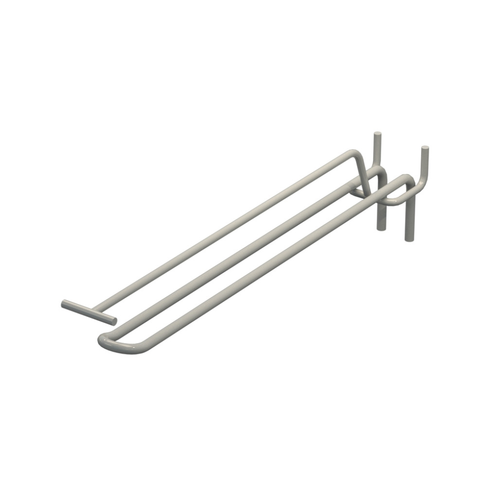 Крючок двойной с ценникодержателем для перфорации L-250 мм, d-5, Шаг 25 Светло серый RAL7035 