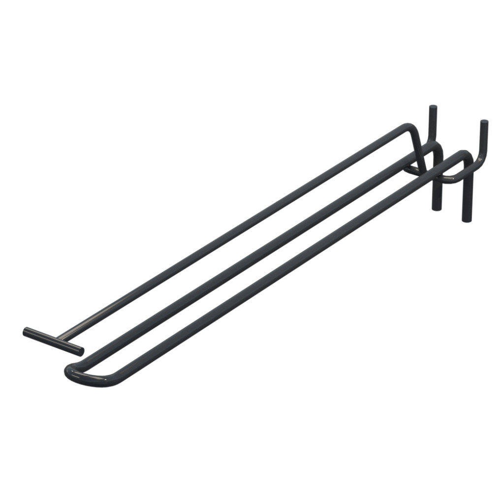 Крючок двойной с ценникодержателем для перфорации L-350 мм, d-5, Шаг 30 Антрацит RAL7024 