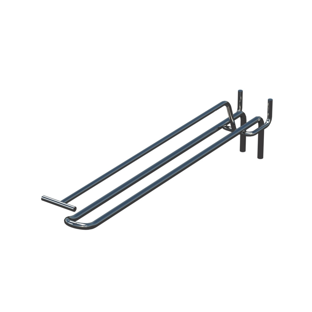 Крючок двойной с ценникодержателем для перфорации L-250 мм, d-5, Шаг 50 Хром 