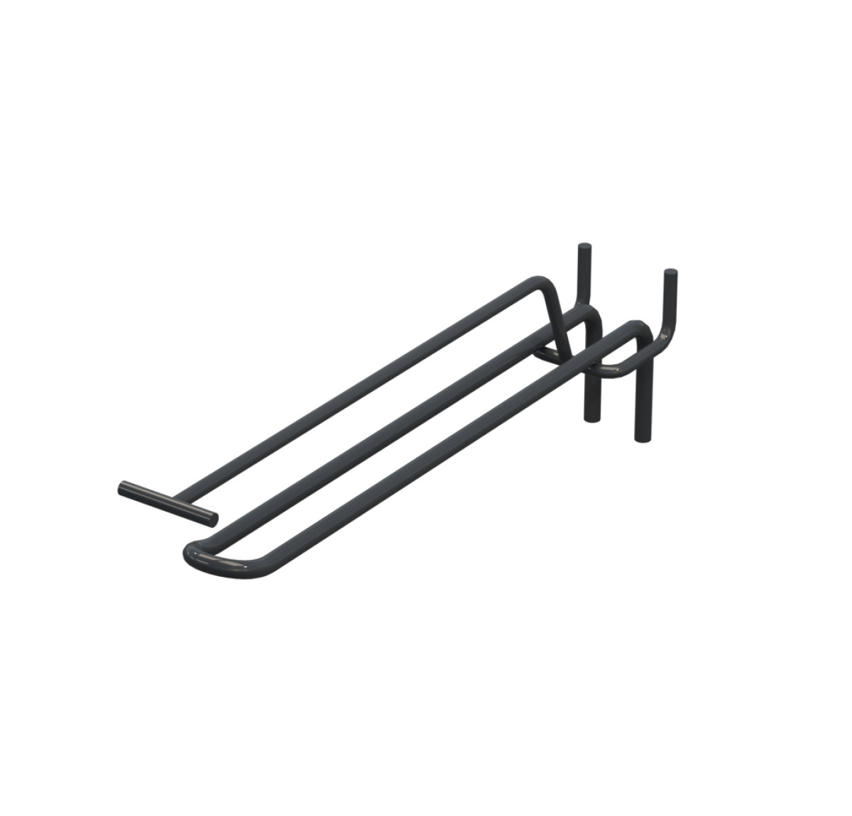 Крючок двойной с ценникодержателем для перфорации L-200 мм, d-5, Шаг 25 Антрацит RAL7024