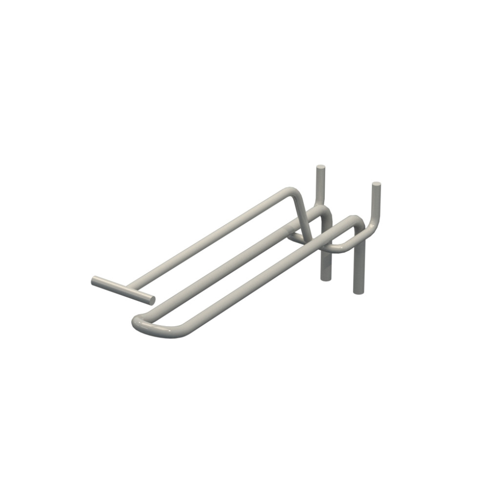 Гачок подвійний з цінникоутримувачем для перфорації L-150 мм, d-5, Крок 45 Світло сірий RAL7035