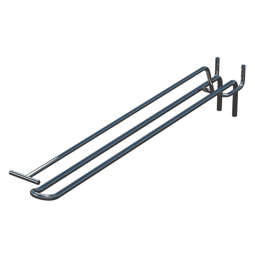 Крючок двойной с ценникодержателем для перфорации L-300 мм, d-5, Шаг 25 Хром 