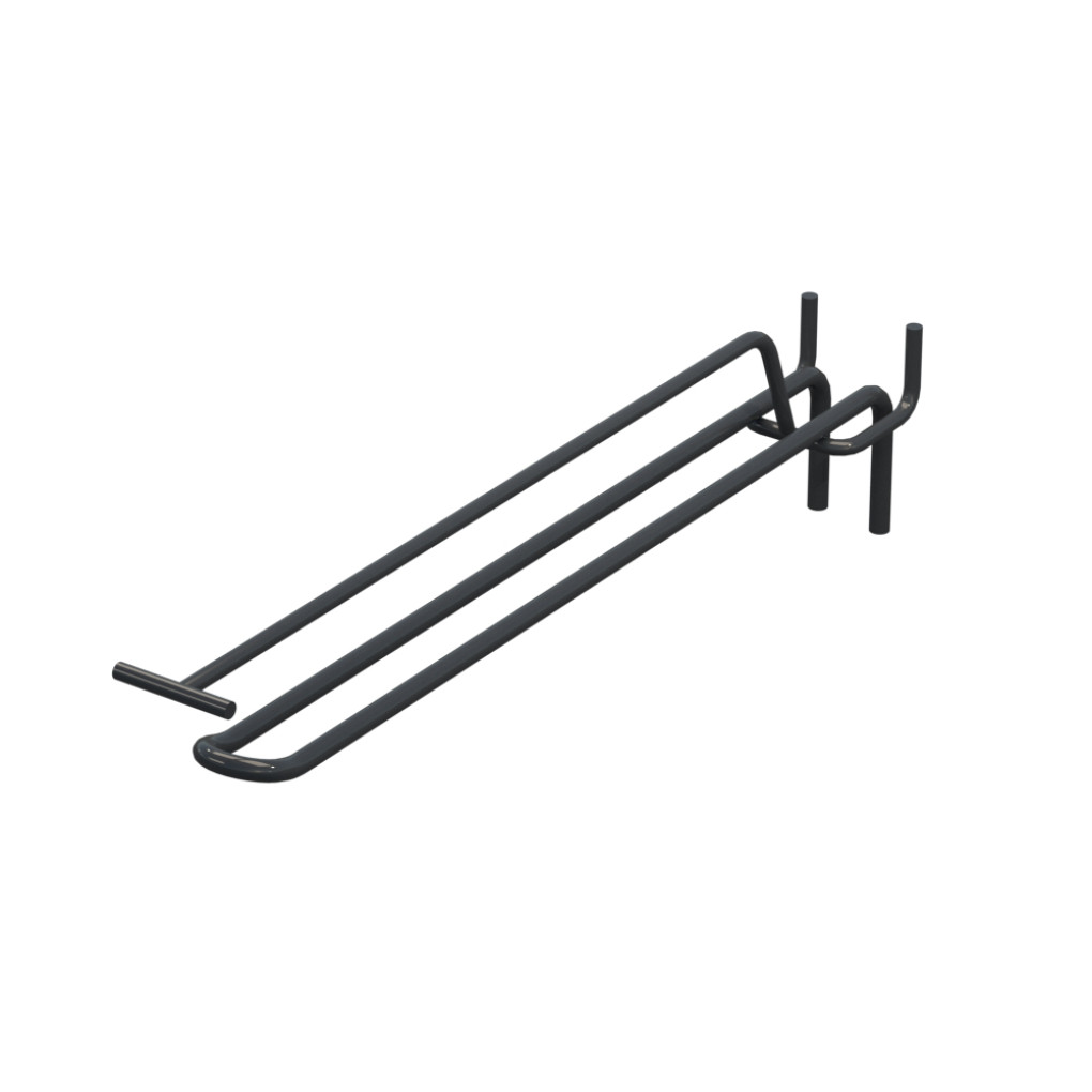 Крючок двойной с ценникодержателем для перфорации L-250 мм, d-5, Шаг 50 Антрацит RAL7024 