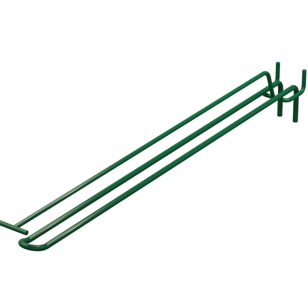 Гачок подвійний з цінникоутримувачем для перфорації L-400 мм, d-5, Крок 35 Зелений RAL6029