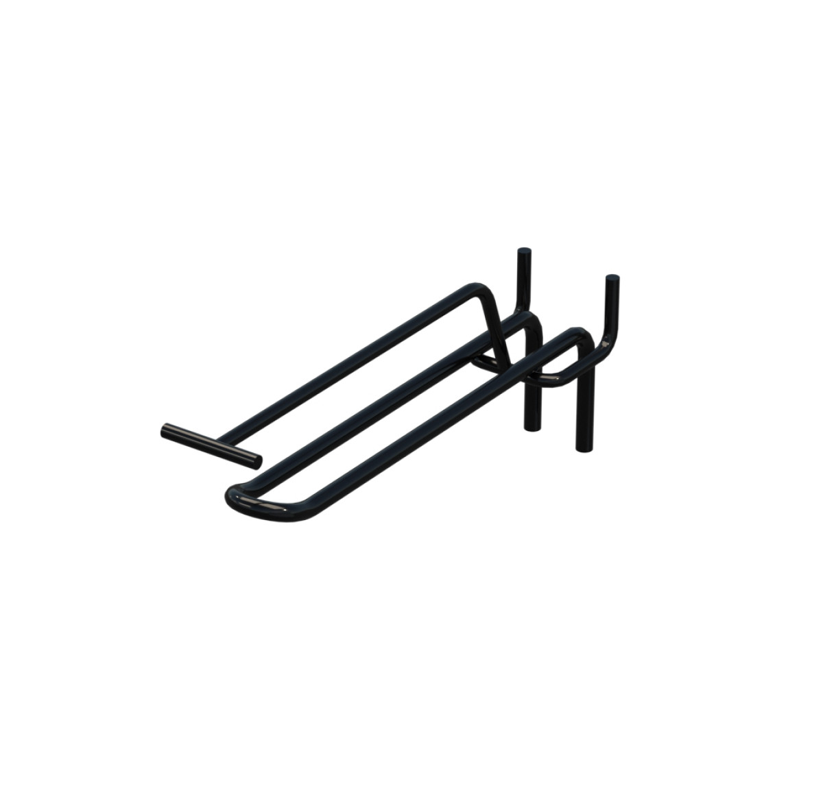 Крючок двойной с ценникодержателем для перфорации L-150 мм, d-5, Шаг 45 Черный RAL9005