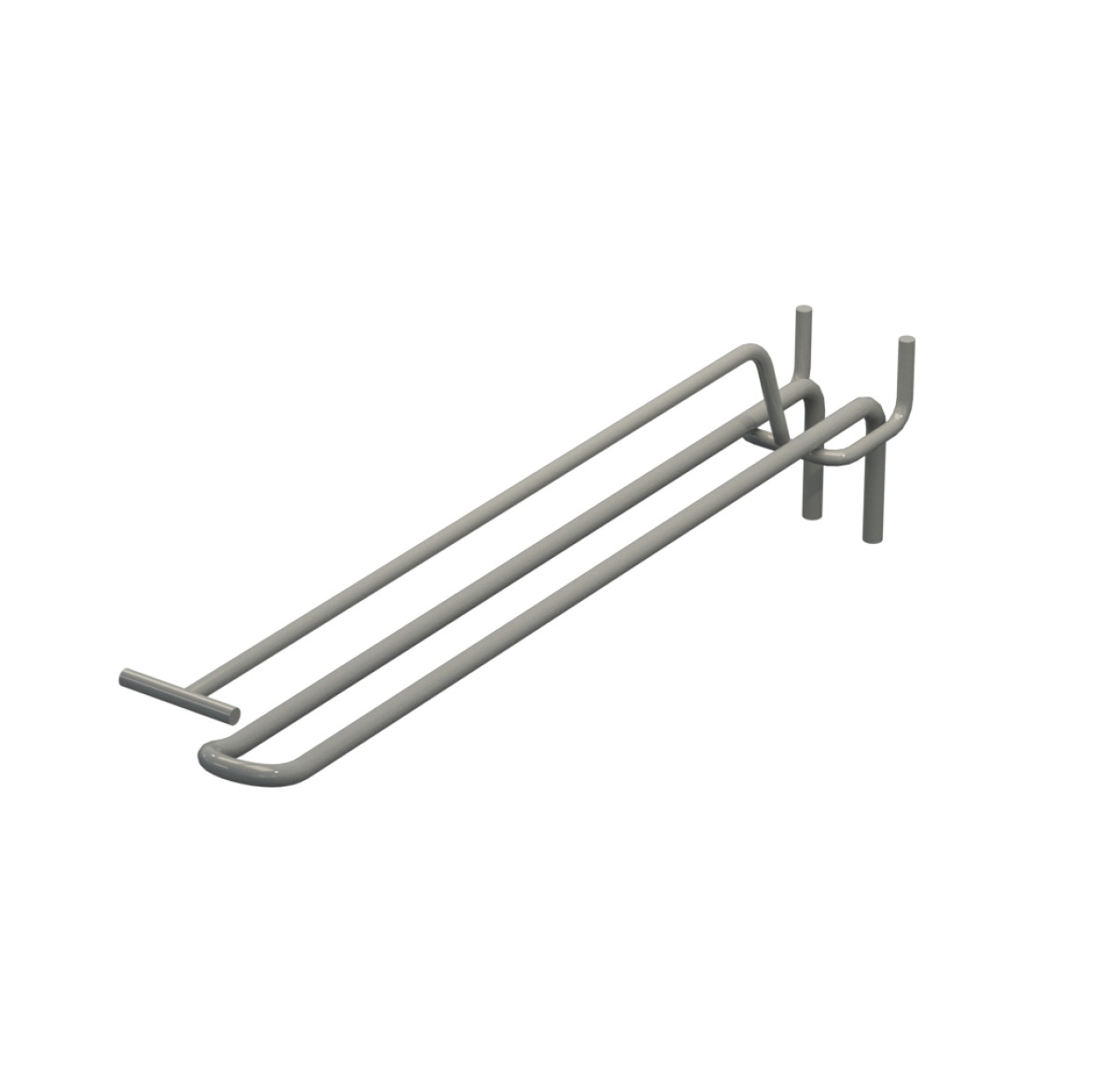 Крючок двойной с ценникодержателем для перфорации L-250 мм, d-5, Шаг 45 Серый RAL9006