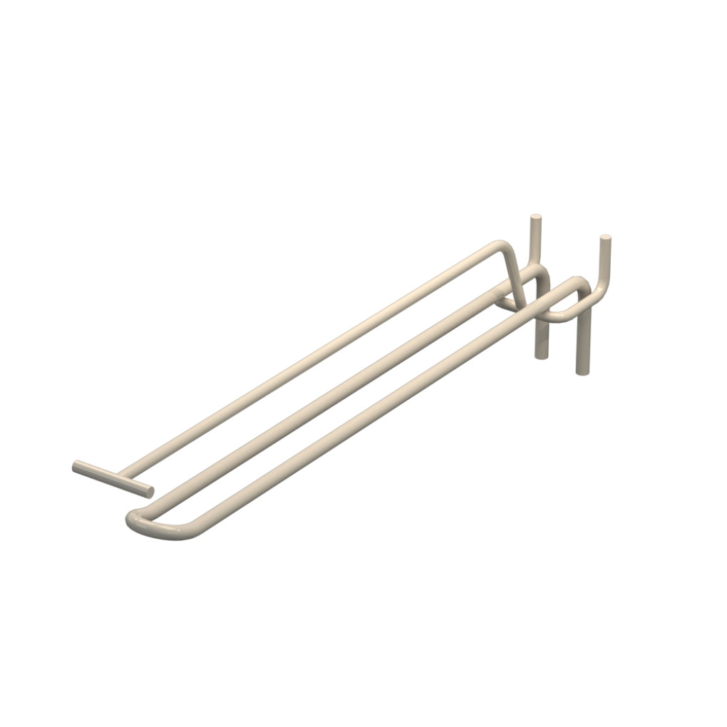 Крючок двойной с ценникодержателем для перфорации L-250 мм, d-5, Шаг 30 Бежевый RAL9001 