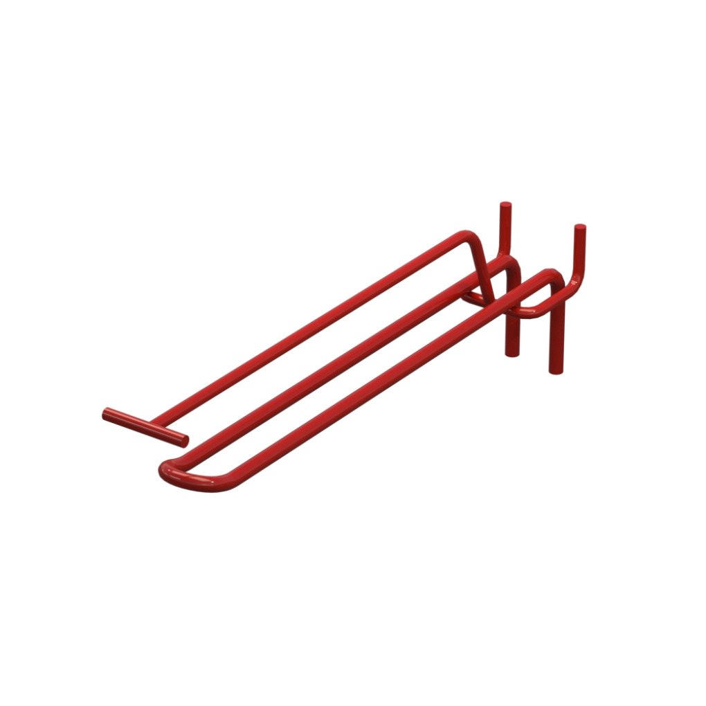 Гачок подвійний з цінникоутримувачем для перфорації L-200 мм, d-5, Крок 35 Червоний RAL3020