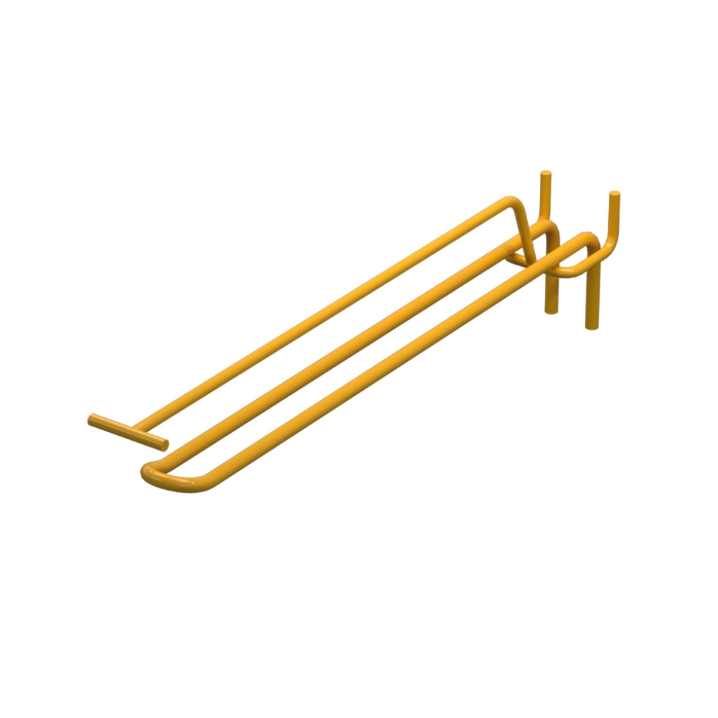 Крючок двойной с ценникодержателем для перфорации L-250 мм, d-5, Шаг 35 Желтый RAL1023 