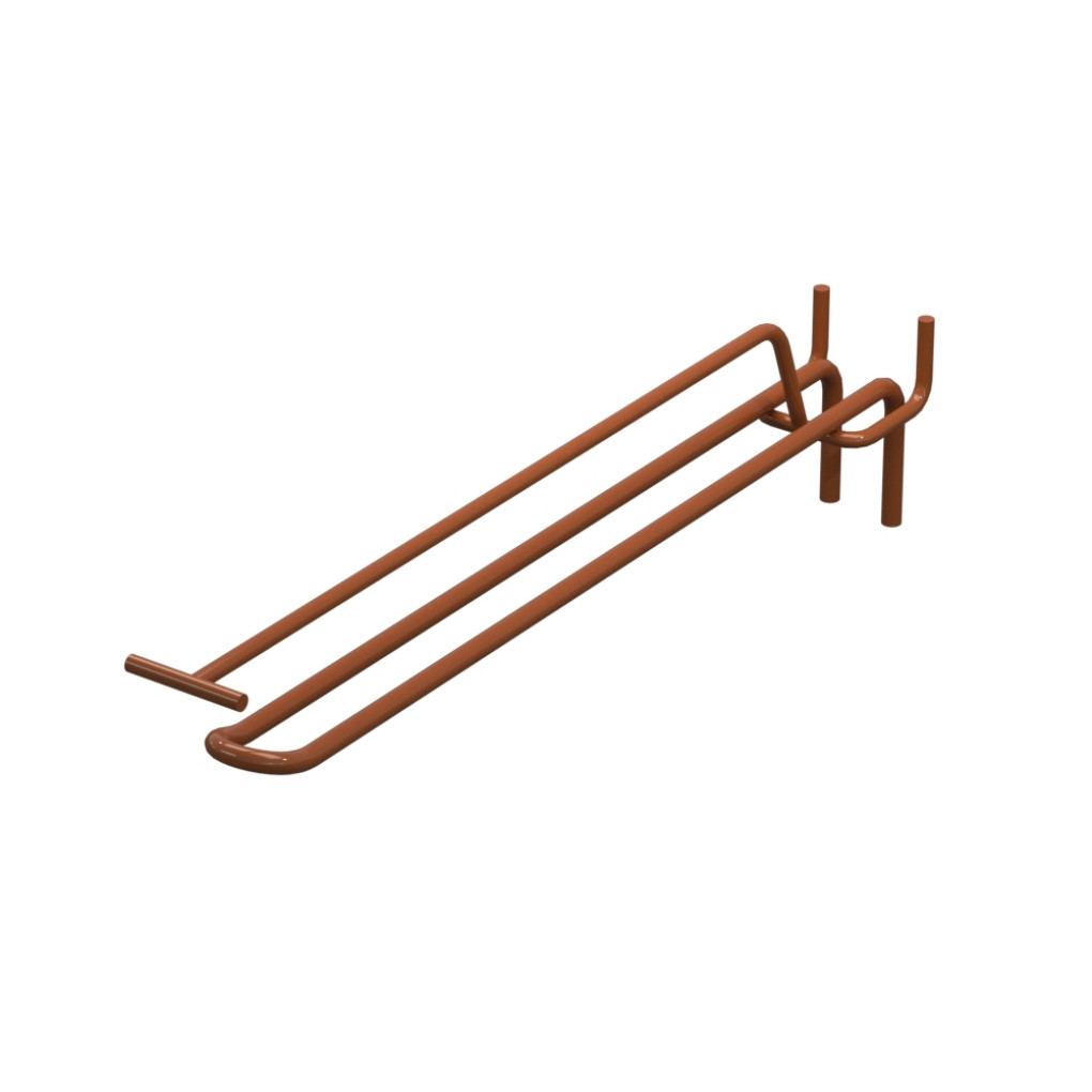 Крючок двойной с ценникодержателем для перфорации L-250 мм, d-5, Шаг 25 Коричневый RAL8023 