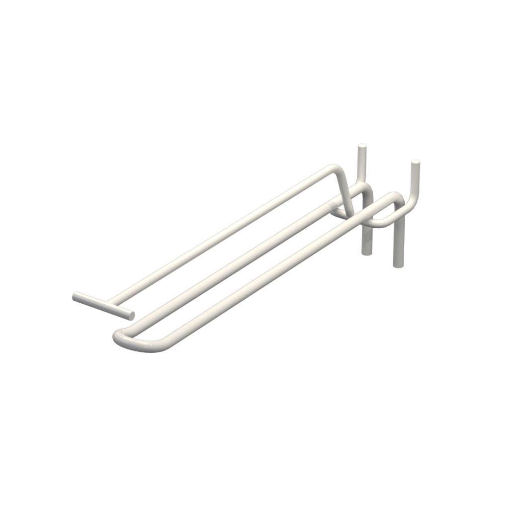 Крючок двойной с ценникодержателем для перфорации L-200 мм, d-5, Шаг 30 Белый RAL9003 