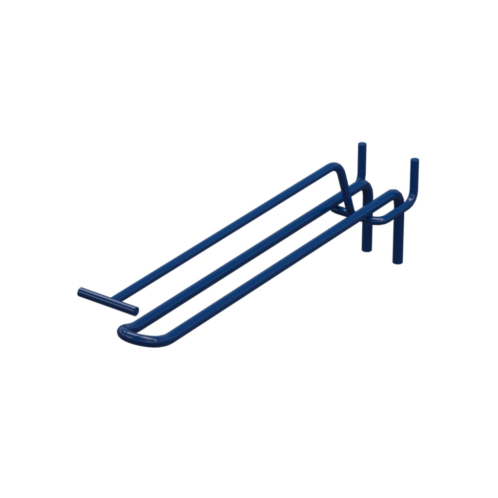 Крючок двойной с ценникодержателем для перфорации L-200 мм, d-5, Шаг 50 Синий RAL5002 