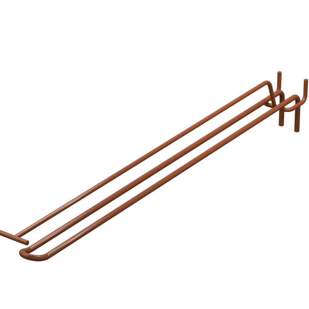 Крючок двойной с ценникодержателем для перфорации L-400 мм, d-5, Шаг 35 Коричневый RAL8023 