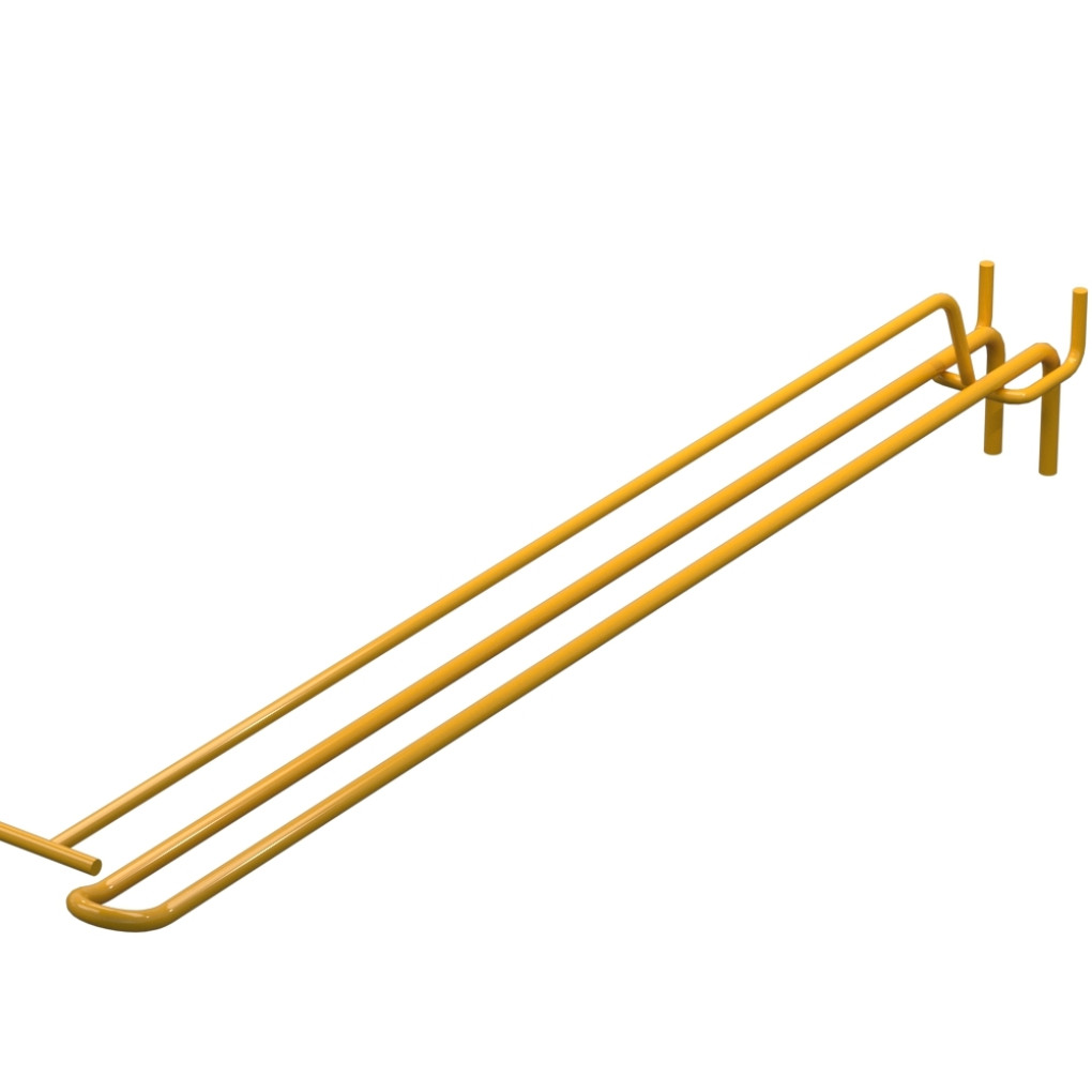 Крючок двойной с ценникодержателем для перфорации L-400 мм, d-5, Шаг 35 Желтый RAL1023 