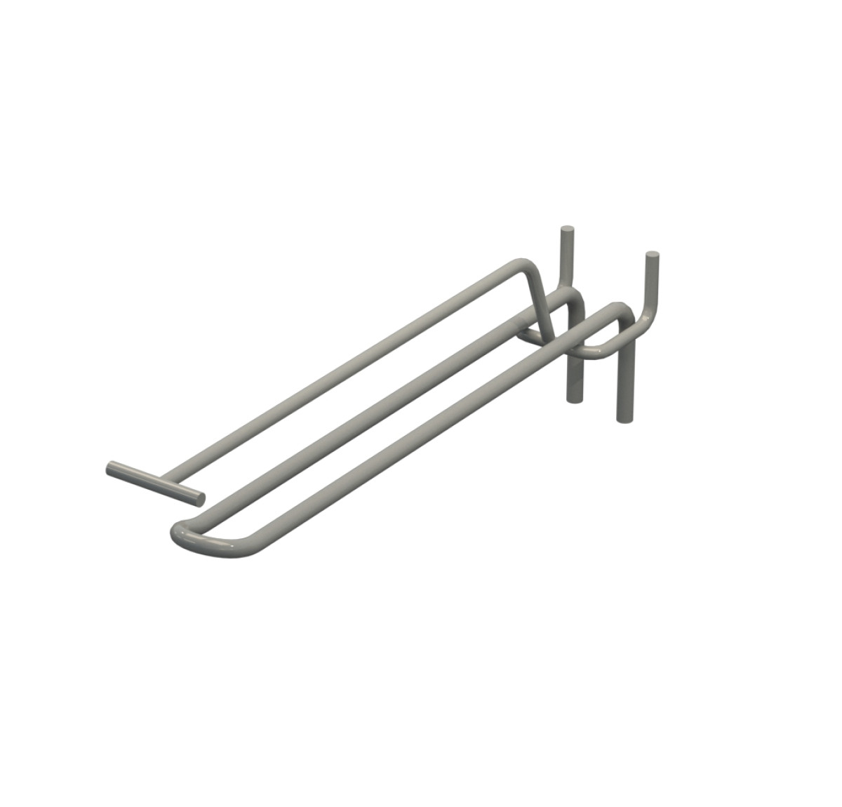 Крючок двойной с ценникодержателем для перфорации L-200 мм, d-5, Шаг 40 Серый RAL9006