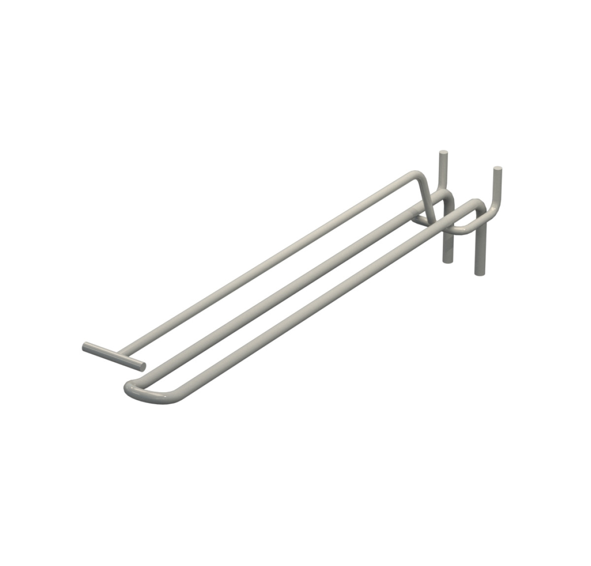 Крючок двойной с ценникодержателем для перфорации L-250 мм, d-5, Шаг 45 Светло серый RAL7035