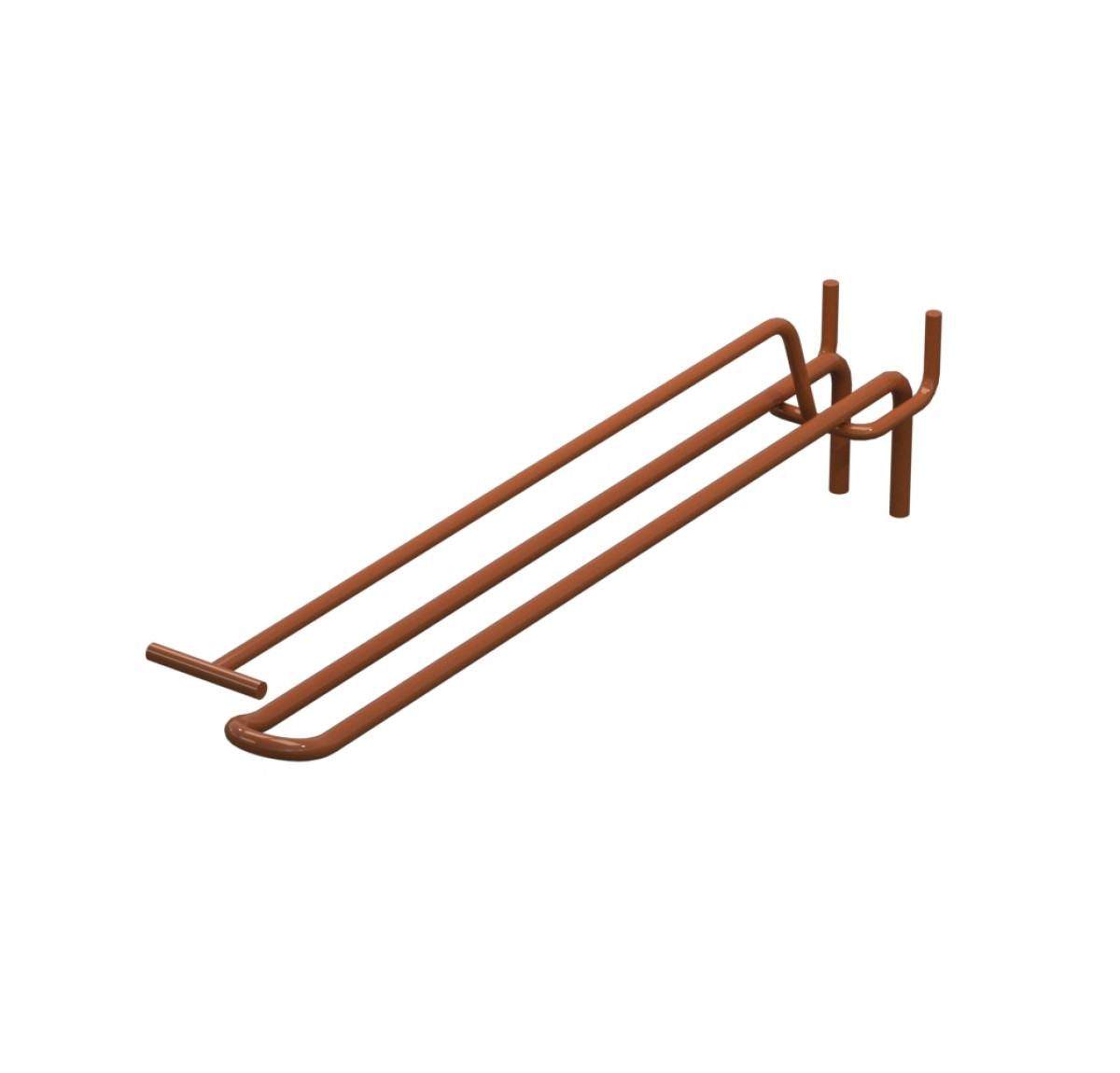 Крючок двойной с ценникодержателем для перфорации L-250 мм, d-5, Шаг 30 Коричневый RAL8023
