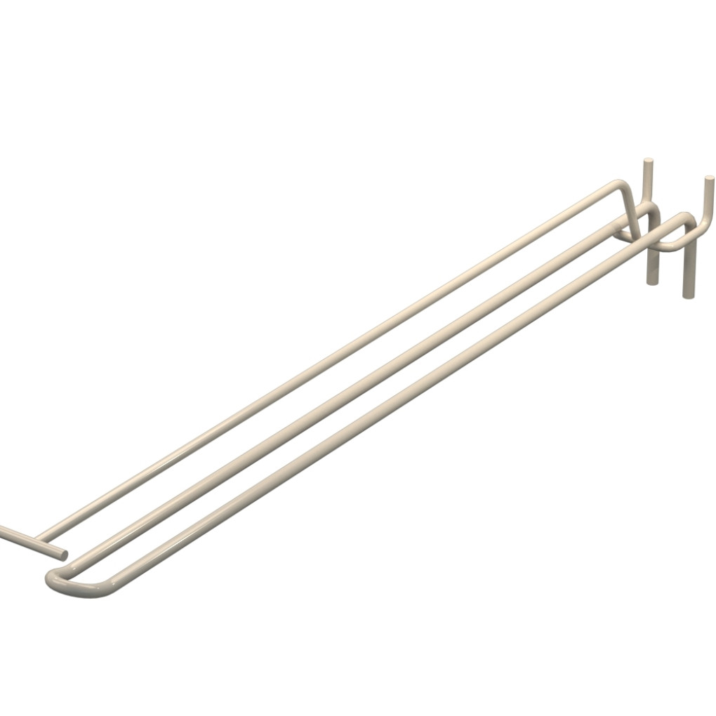 Гачок подвійний з цінникоутримувачем для перфорації L-400 мм, d-5, Крок 50 Бежевий RAL9001