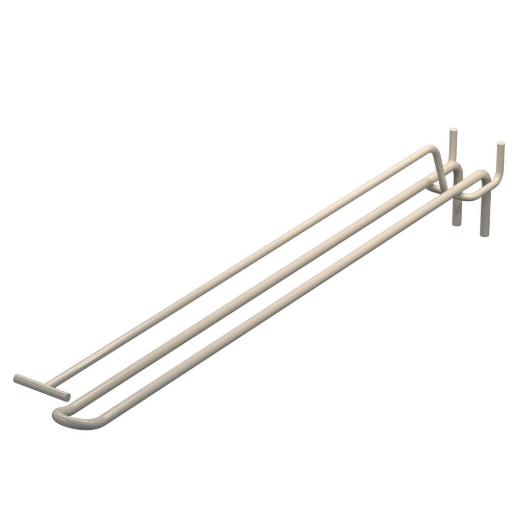 Крючок двойной с ценникодержателем для перфорации L-350 мм, d-5, Шаг 35 Бежевый RAL9001 