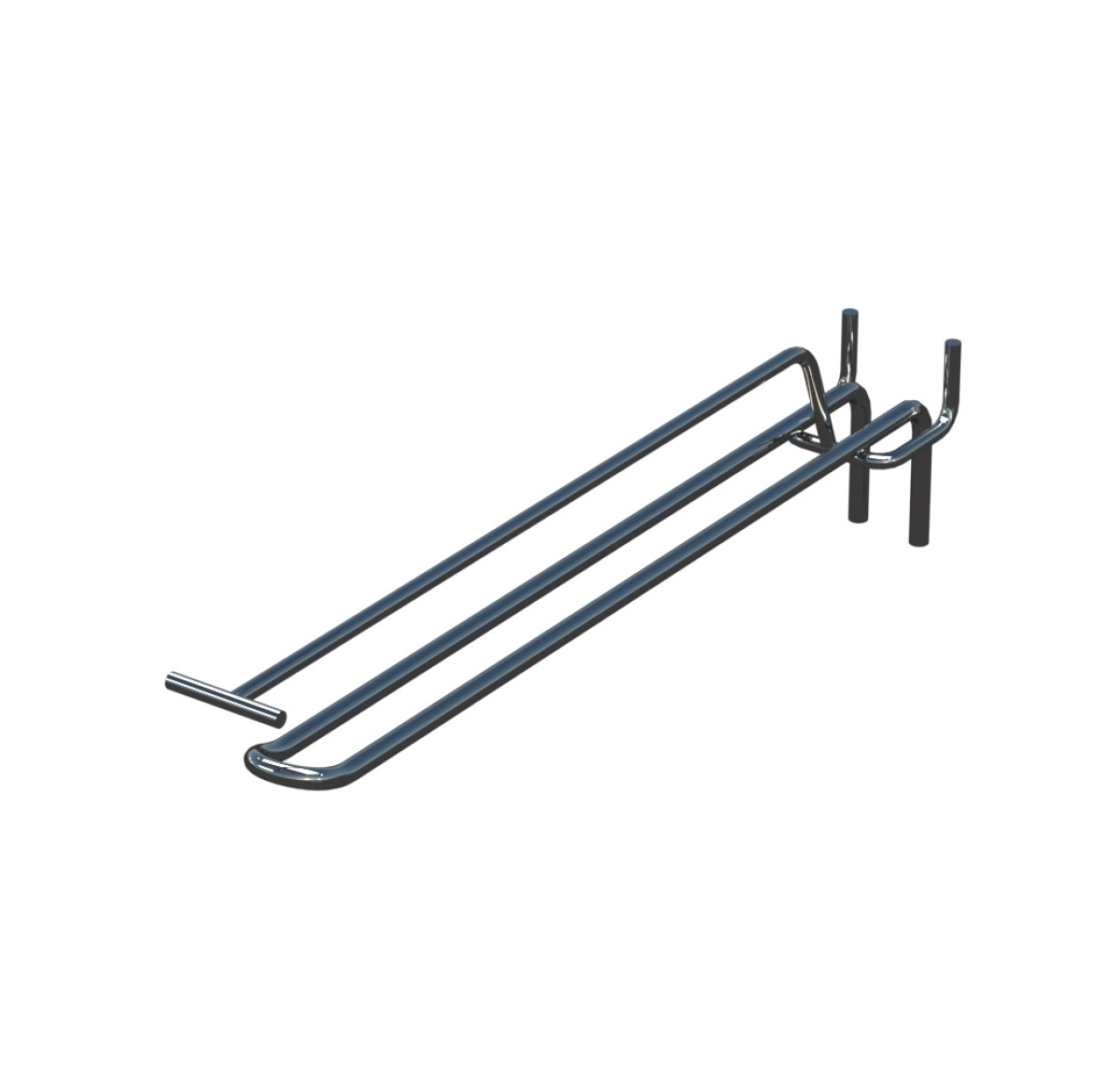 Крючок двойной с ценникодержателем для перфорации L-250 мм, d-5, Шаг 25 Хром