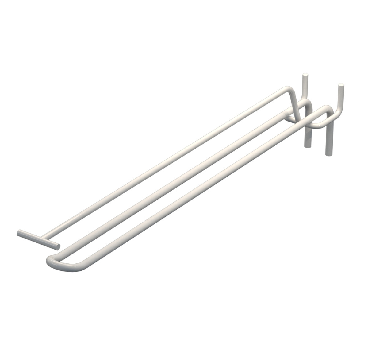 Крючок двойной с ценникодержателем для перфорации L-300 мм, d-5, Шаг 30 Белый RAL9003