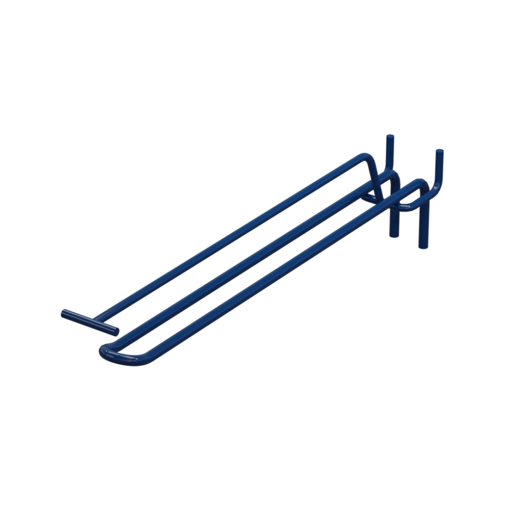 Крючок двойной с ценникодержателем для перфорации L-250 мм, d-5, Шаг 30 Синий RAL5002 