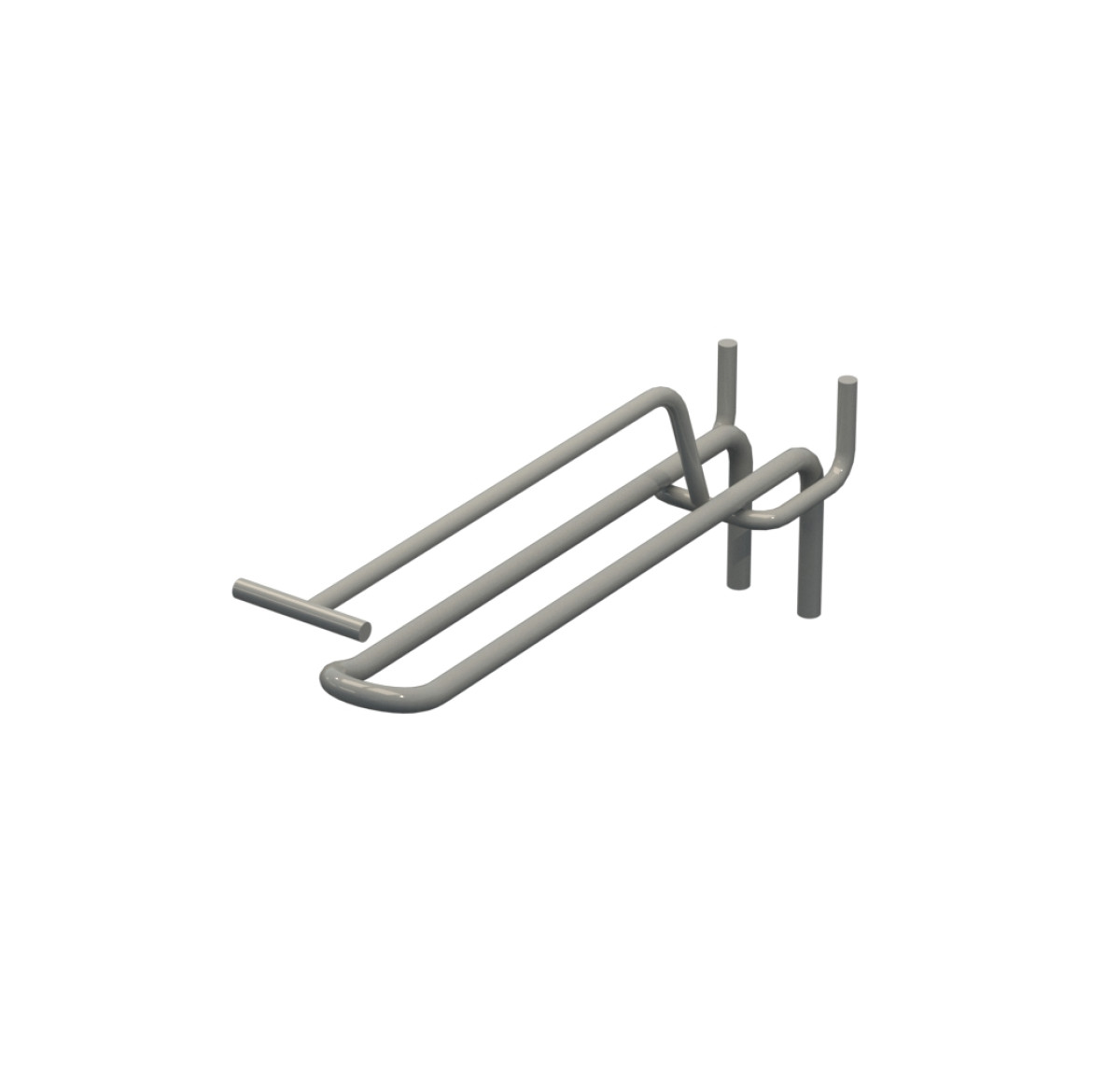 Крючок двойной с ценникодержателем для перфорации L-150 мм, d-5, Шаг 35 Серый RAL9006