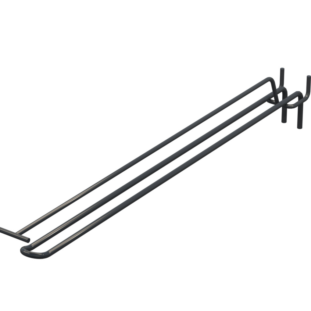 Крючок двойной с ценникодержателем для перфорации L-400 мм, d-5, Шаг 30 Антрацит RAL7024 