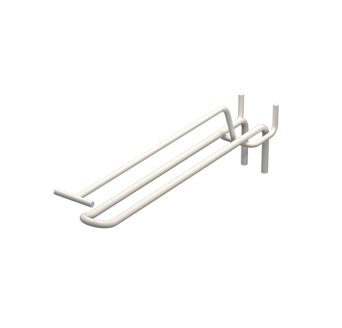 Крючок двойной с ценникодержателем для перфорации L-200 мм, d-5, Шаг 45 Белый RAL9003