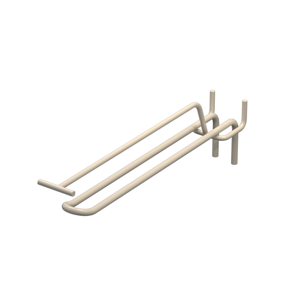 Крючок двойной с ценникодержателем для перфорации L-200 мм, d-5, Шаг 30 Бежевый RAL9001 