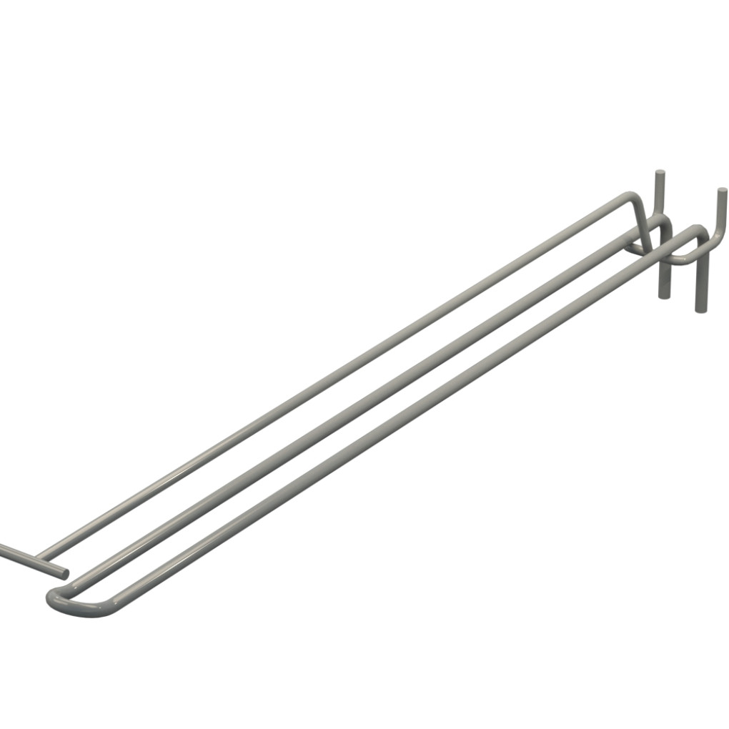Крючок двойной с ценникодержателем для перфорации L-400 мм, d-5, Шаг 45 Серый RAL9006 