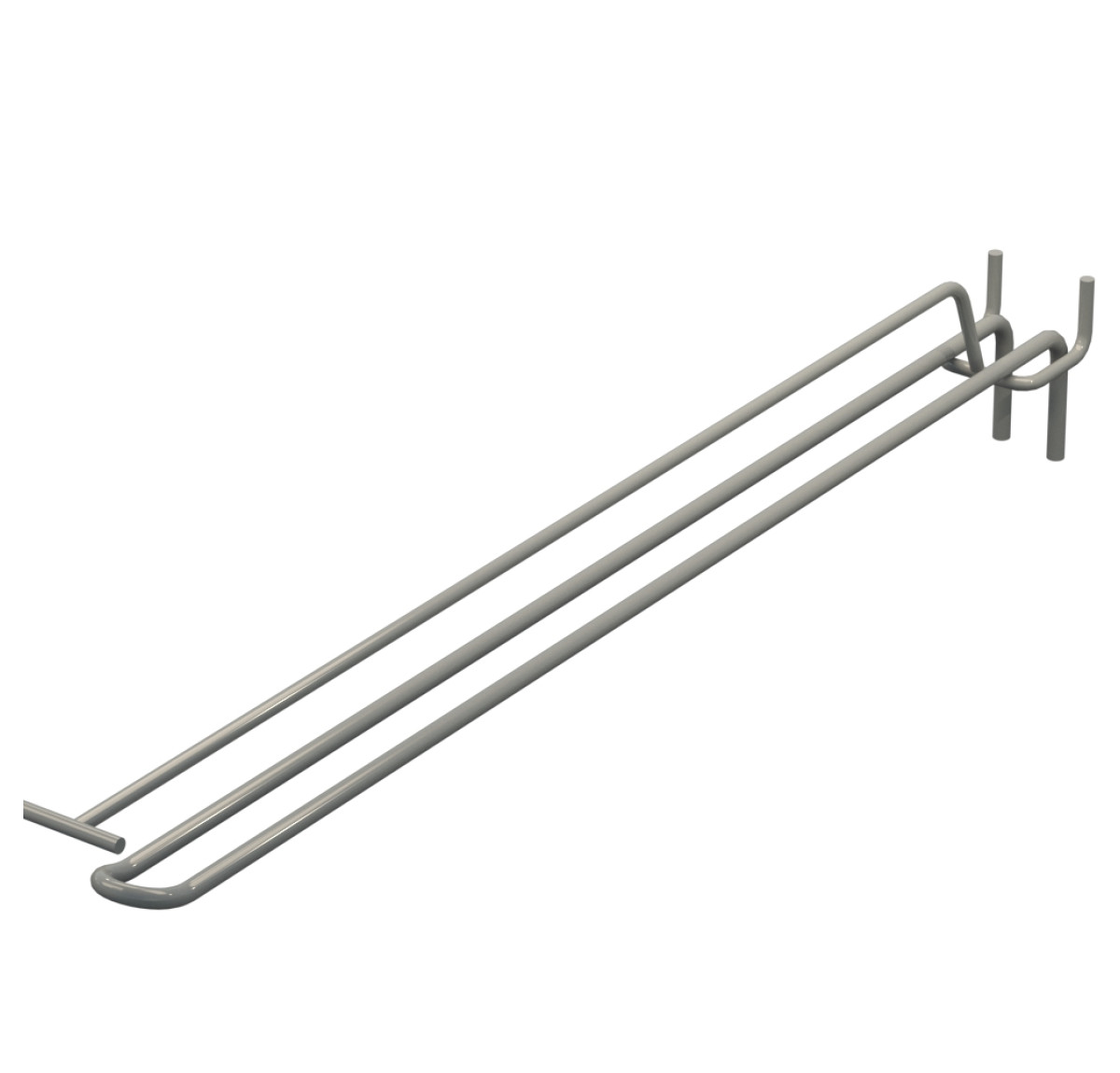 Гачок подвійний з цінникоутримувачем для перфорації L-400 мм, d-5, Крок 45 Сірий RAL9006