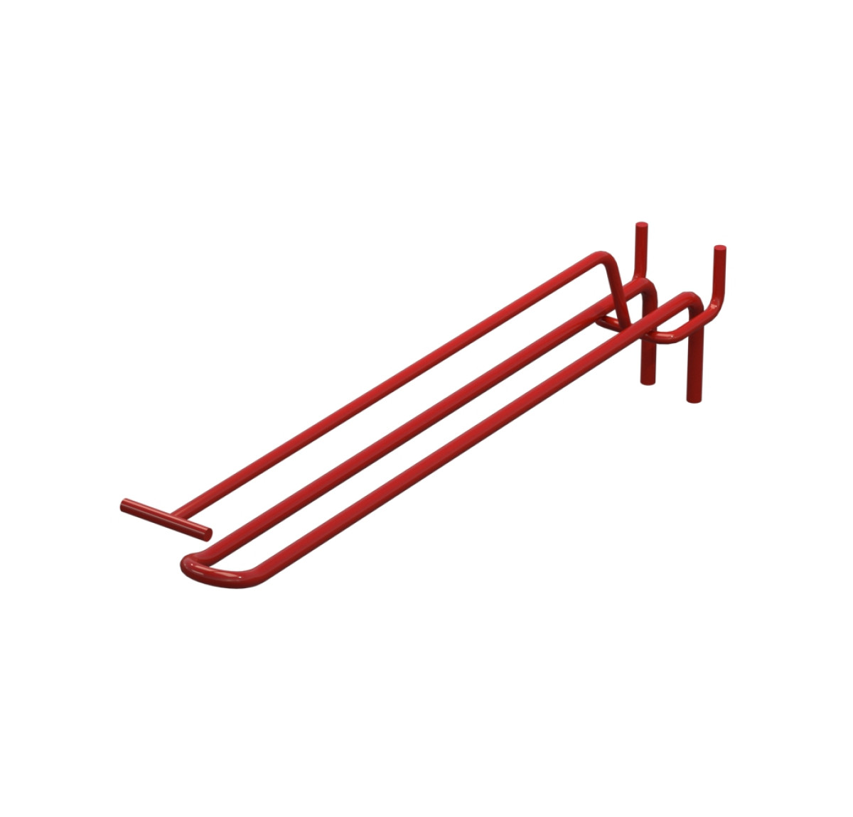 Крючок двойной с ценникодержателем для перфорации L-250 мм, d-5, Шаг 25 Красный RAL3020
