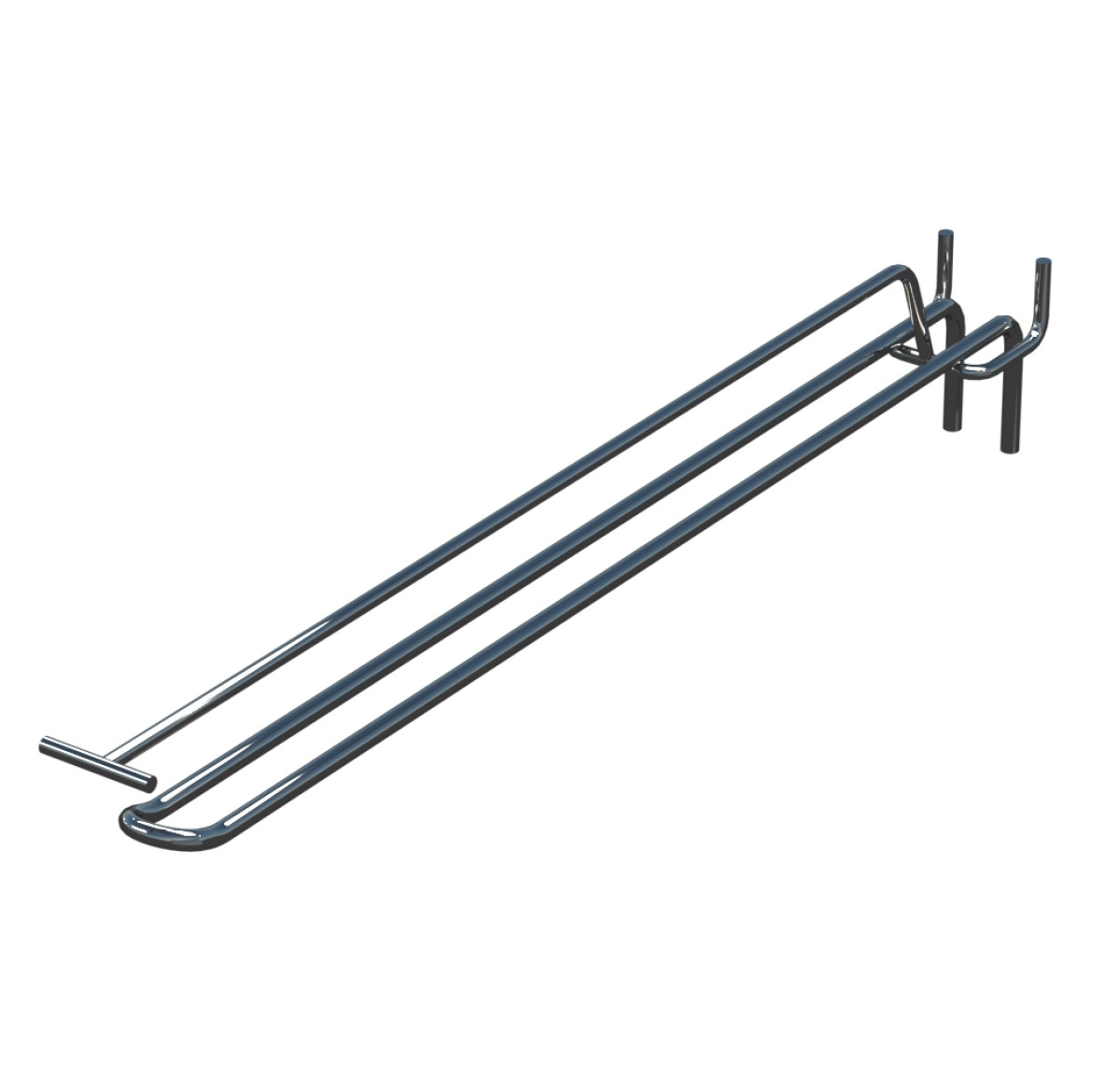 Крючок двойной с ценникодержателем для перфорации L-350 мм, d-5, Шаг 25 Хром