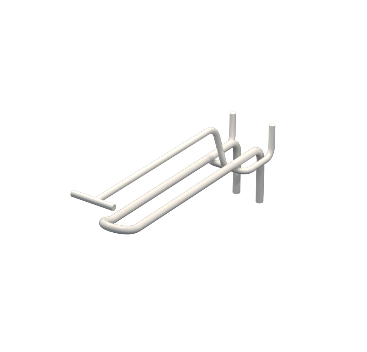 Крючок двойной с ценникодержателем для перфорации L-150 мм, d-5, Шаг 30 Белый RAL9003