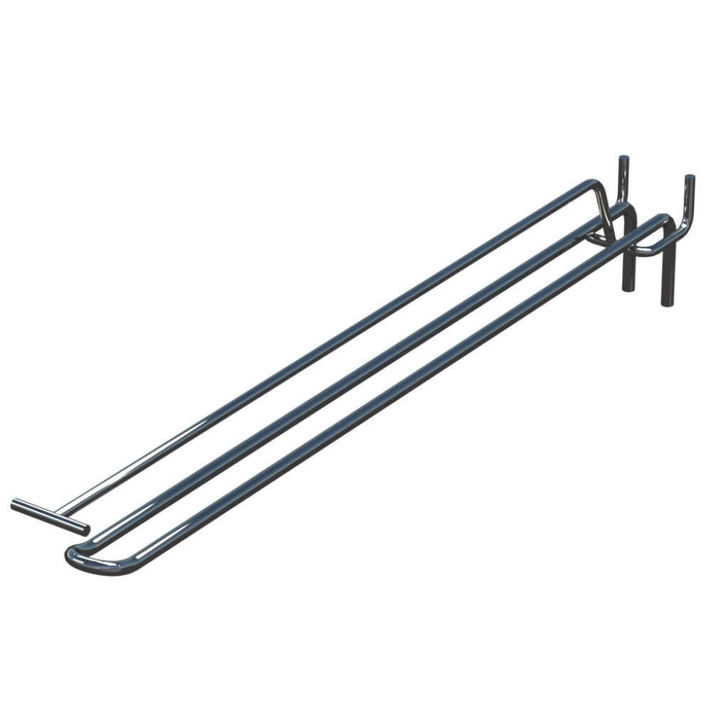 Крючок двойной с ценникодержателем для перфорации L-350 мм, d-5, Шаг 30 Хром 