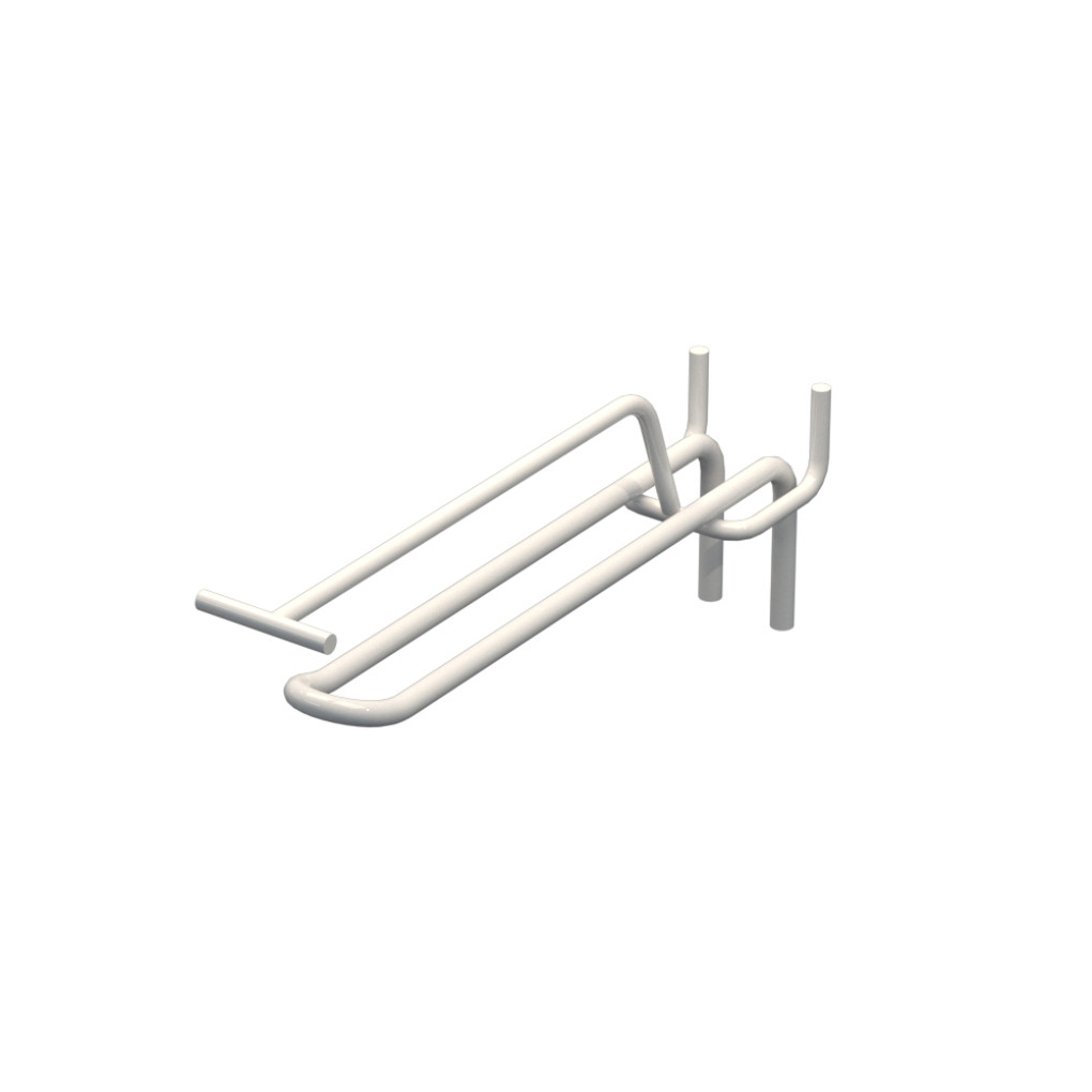 Крючок двойной с ценникодержателем для перфорации L-150 мм, d-5, Шаг 35 Белый RAL9003 