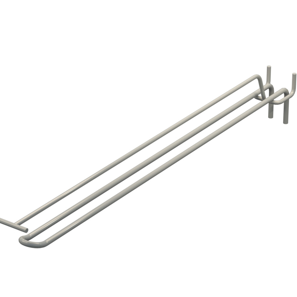 Крючок двойной с ценникодержателем для перфорации L-400 мм, d-5, Шаг 25 Светло серый RAL7035 