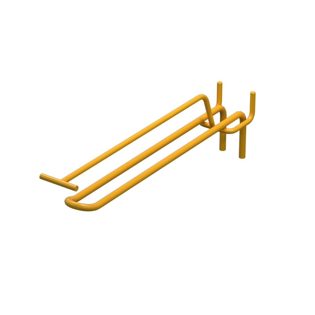 Гачок подвійний з цінникоутримувачем для перфорації L-200 мм, d-5, Крок 45 Жовтий RAL1023