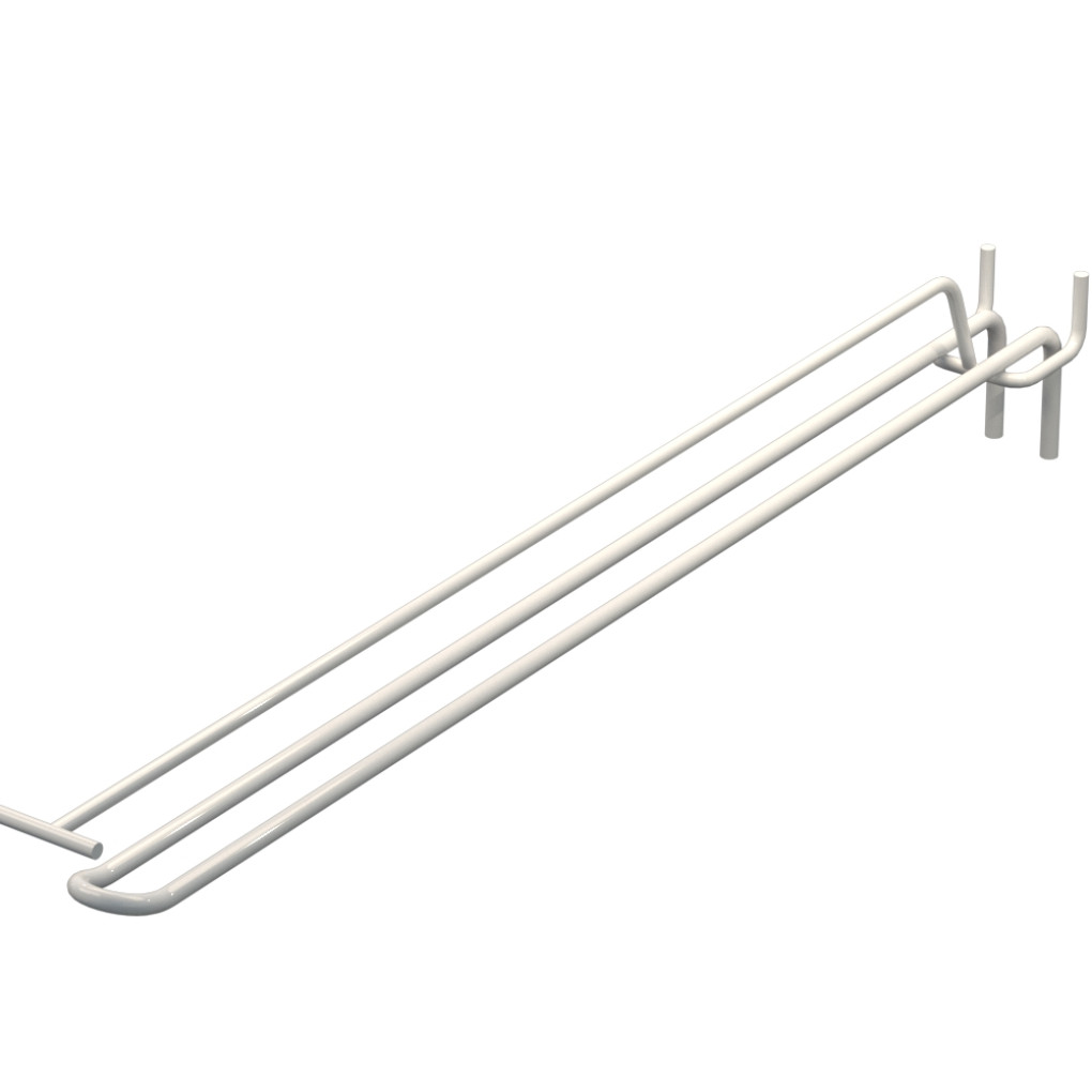 Крючок двойной с ценникодержателем для перфорации L-400 мм, d-5, Шаг 35 Белый RAL9003 