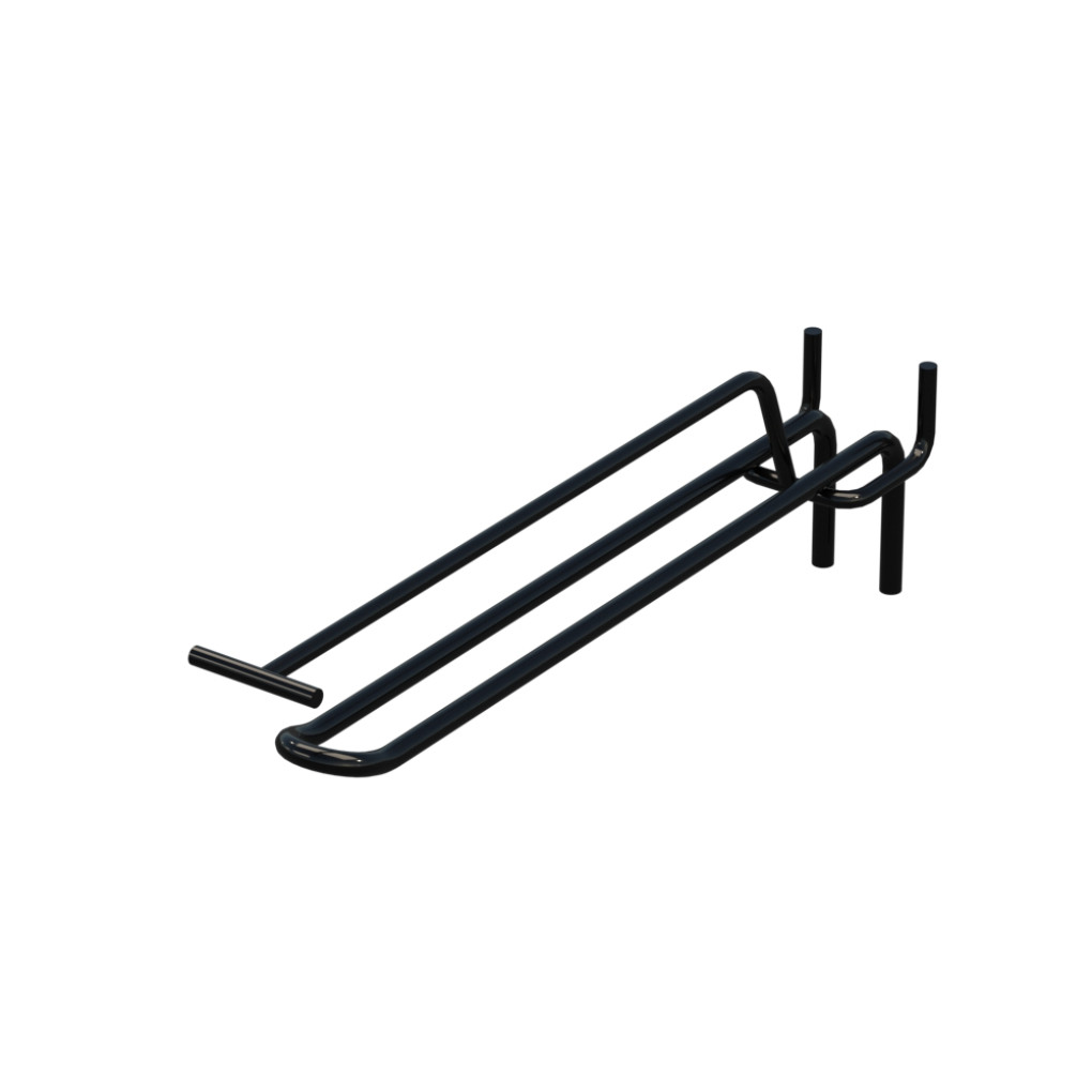 Гачок подвійний з цінникоутримувачем для перфорації L-200 мм, d-5, Крок 45 Чорний RAL9005