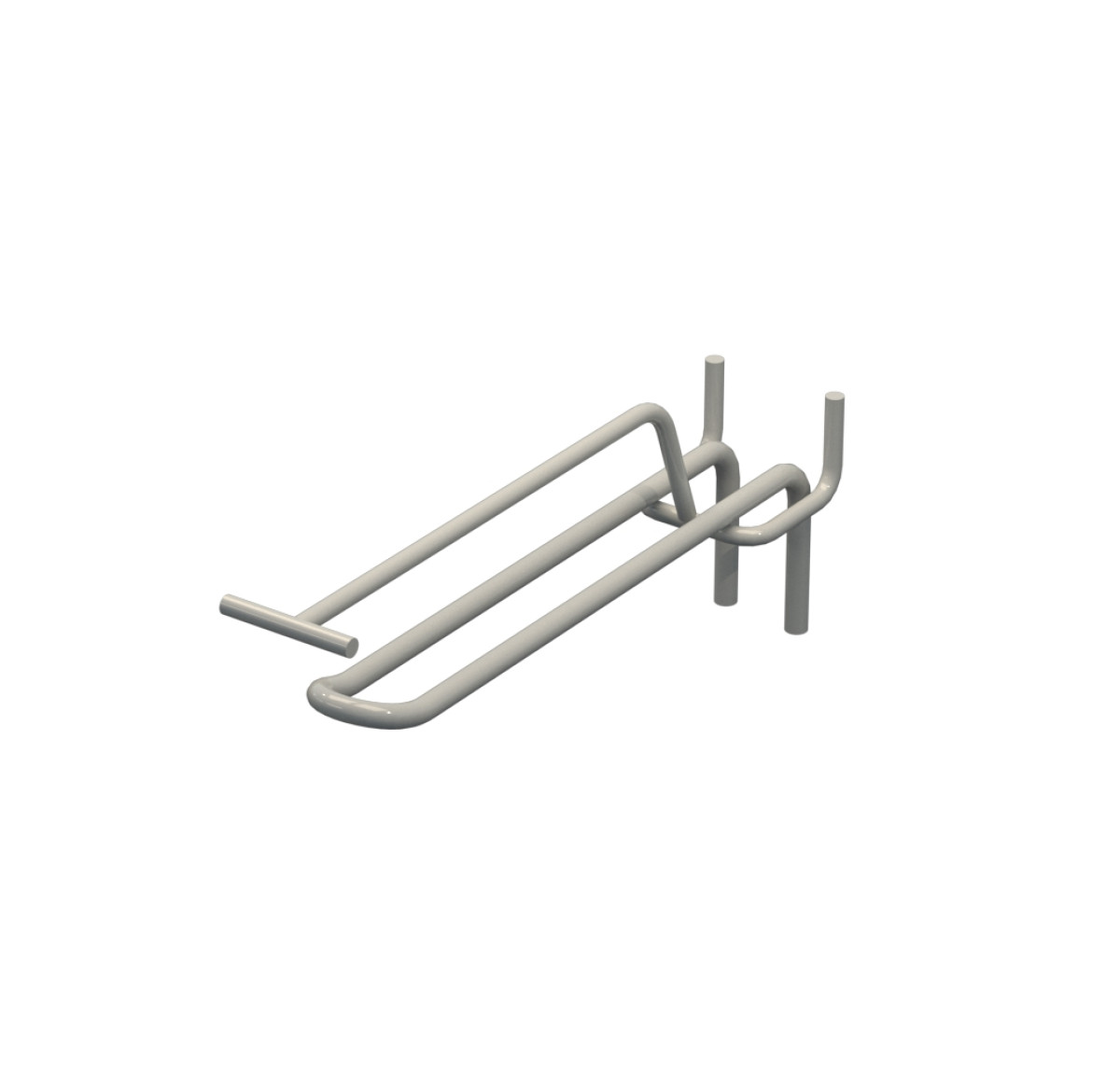 Крючок двойной с ценникодержателем для перфорации L-150 мм, d-5, Шаг 30 Светло серый RAL7035