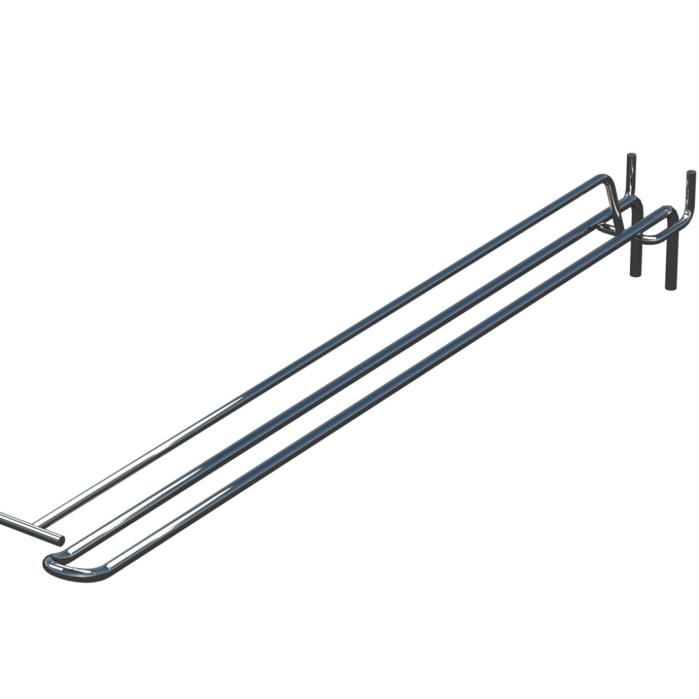 Гачок подвійний з цінникоутримувачем для перфорації L-400 мм, d-5, Крок 50 Хром