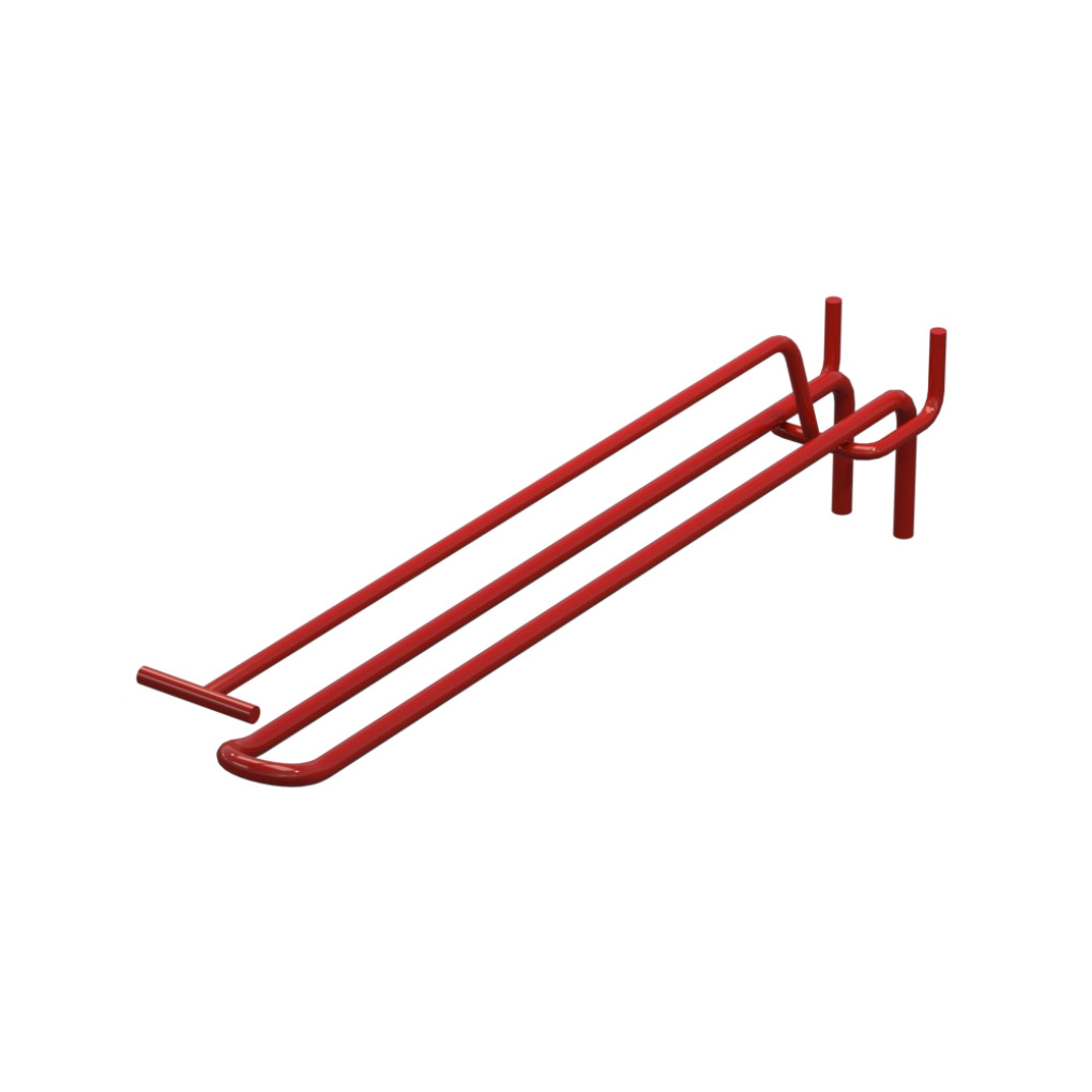 Крючок двойной с ценникодержателем для перфорации L-250 мм, d-5, Шаг 35 Красный RAL3020 