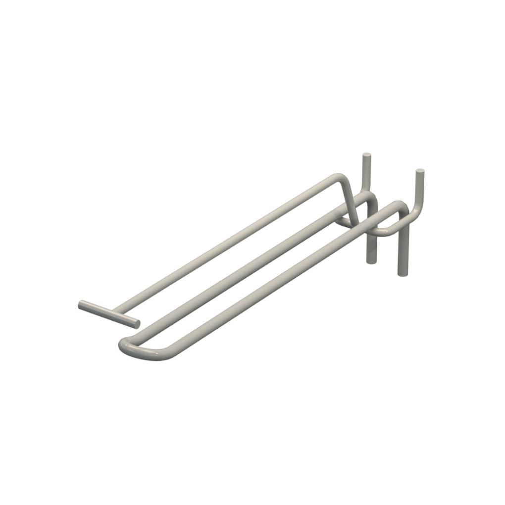 Крючок двойной с ценникодержателем для перфорации L-200 мм, d-5, Шаг 50 Светло серый RAL7035 