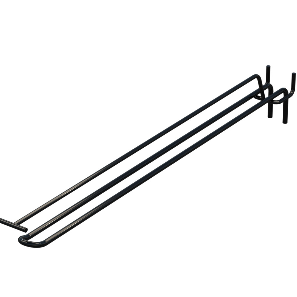 Гачок подвійний з цінникоутримувачем для перфорації L-400 мм, d-5, Крок 30 Чорний RAL9005