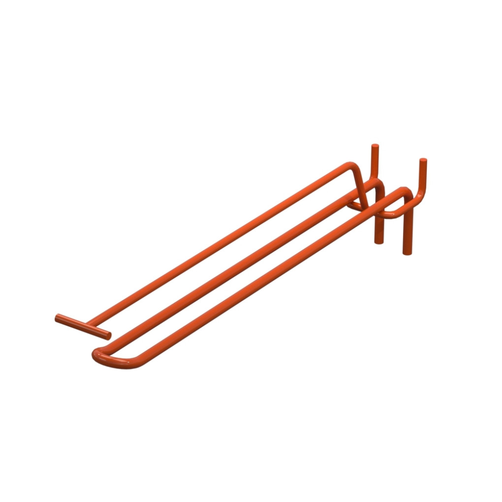 Крючок двойной с ценникодержателем для перфорации L-250 мм, d-5, Шаг 25 Оранжевый RAL2004 