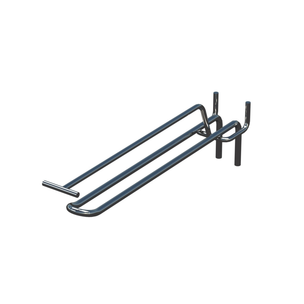 Крючок двойной с ценникодержателем для перфорации L-200 мм, d-5, Шаг 25 Хром 